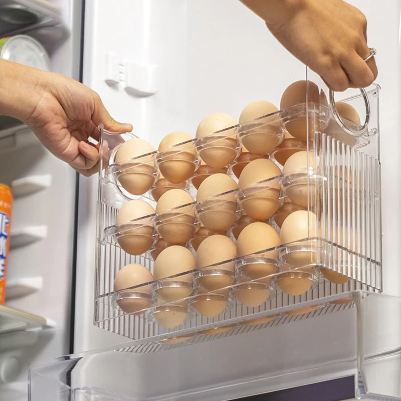 Cheap Hot Sale Kitchen Flip Organizer Box for Eggs 30 Grids Portable Egg Storage Rack Egg Bins