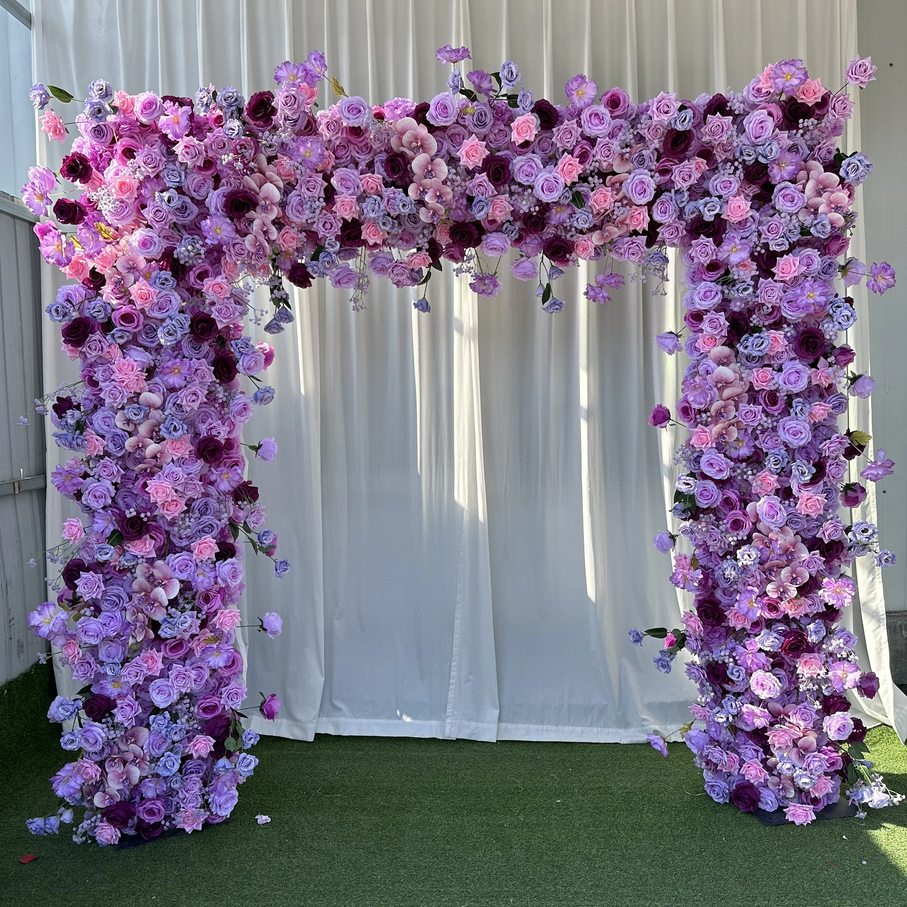Y-SFA014 Whosale square flower arch for wedding silk white flower arch decoration full rose flower arrangement arch