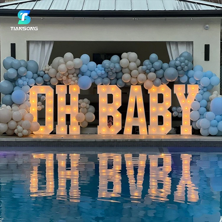 Manufacturer Custom Marquee Letters Giant OH BABY Light Up Marquee Led Number Sign For Event Decor Drop Shipping