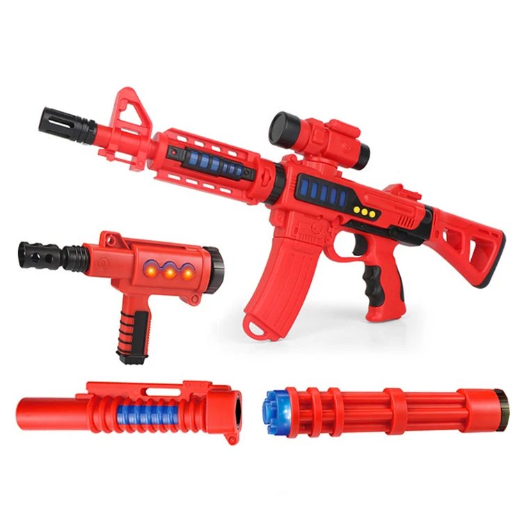 Classics Electronic voice gun plastic toys Magnetic gun model diy assemble toys boys gun toys for sale