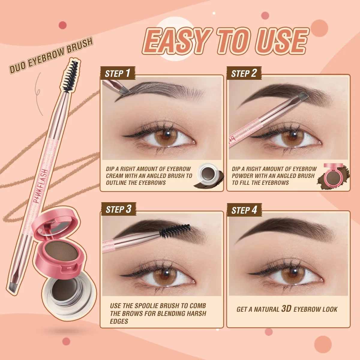 PINKFLASH PF-E22 Makeup Brow Extensions kit Eye Brow Powder Long Lasting Eyebrow Color