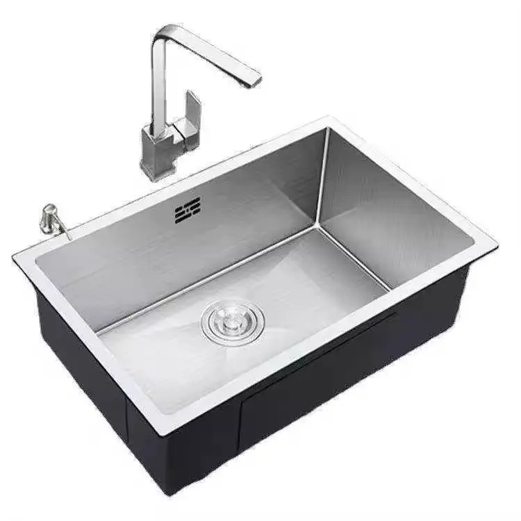 Luxury Modern Rectangular Hand Made Sink Kitchen Single Bowl Handmade Sink Undermount 304 Stainless Steel Kitchen Sink
