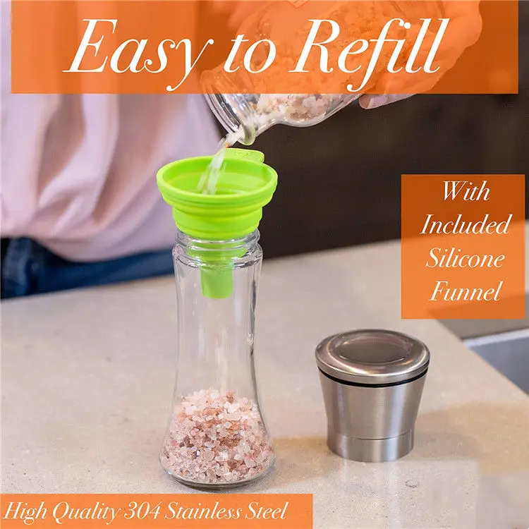Manual Adjustable Kitchen Spice Seasoning Bottle Glass Pepper Grinder Mill Sea Salt Pepper Grinder
