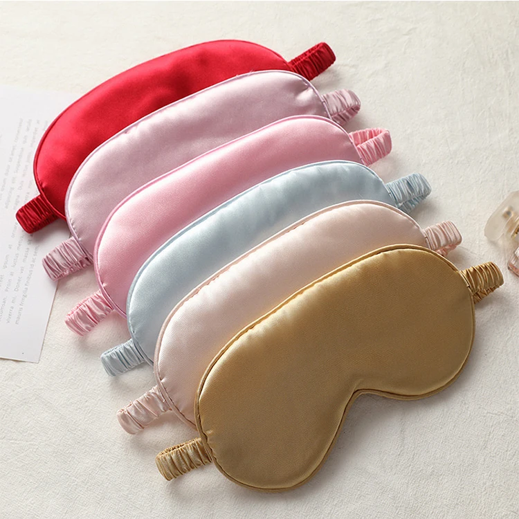 2022 new cheap drawstring bag travel custom logo private label sleep silk satin eyemask set