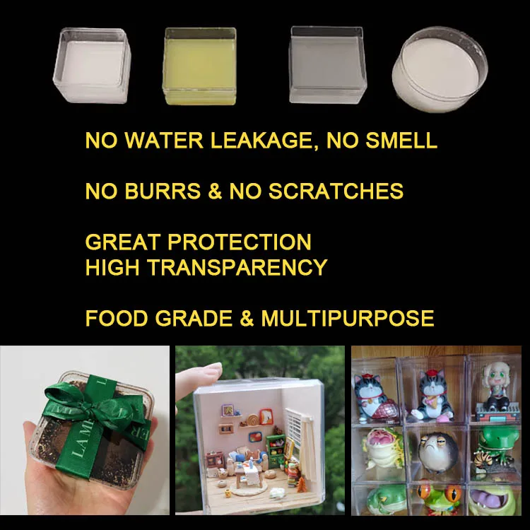 ps square tiramisu cake plastic storage containers transparent candy dessert acrylic gift box with lid