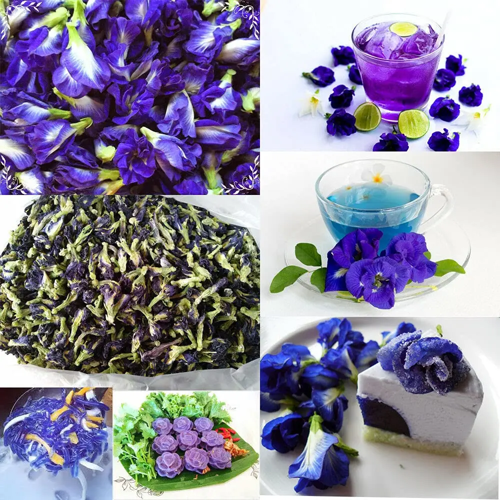 Premium Organic Dried Blue Butterfly Pea herbal Flower tea Die Dou Hua for Blue Matcha Powder