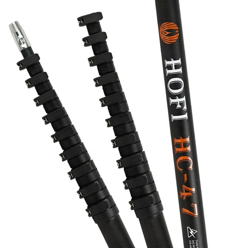 HOFI anti-spin HC-47 12m 47ft solar panel window cleaning system brush water fed carbon fiber telescopic poles