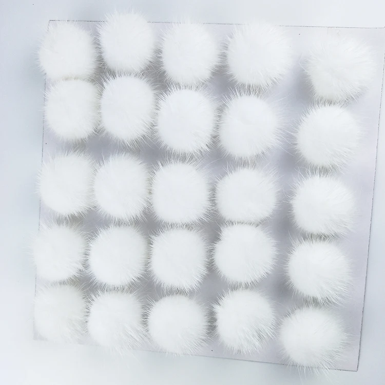 Wholesale factory quality mink fur pom poms spiky hairs mink fur balls 100% real mink fur pompons