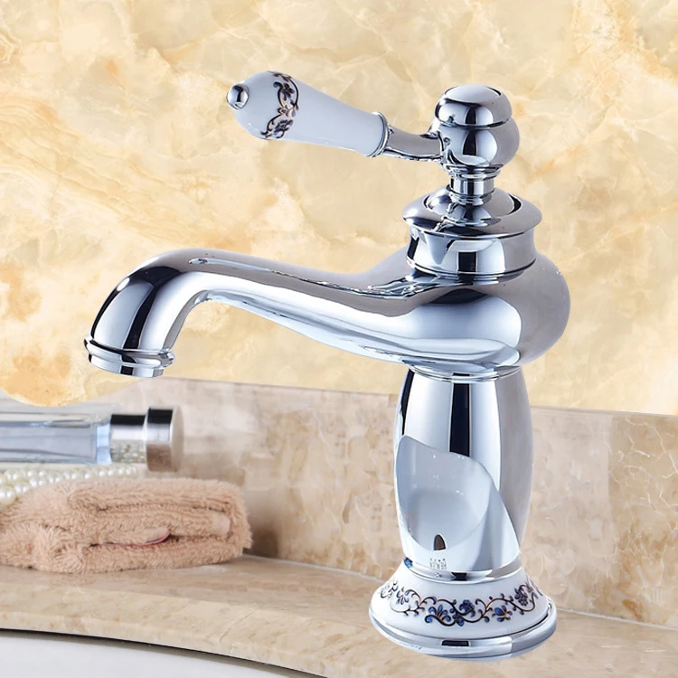 European Luxury Victorian Basin Mixer Taps Chrome Mono Bathroom Cloakroom Sink Tap Hot and Cold Classic Faucet