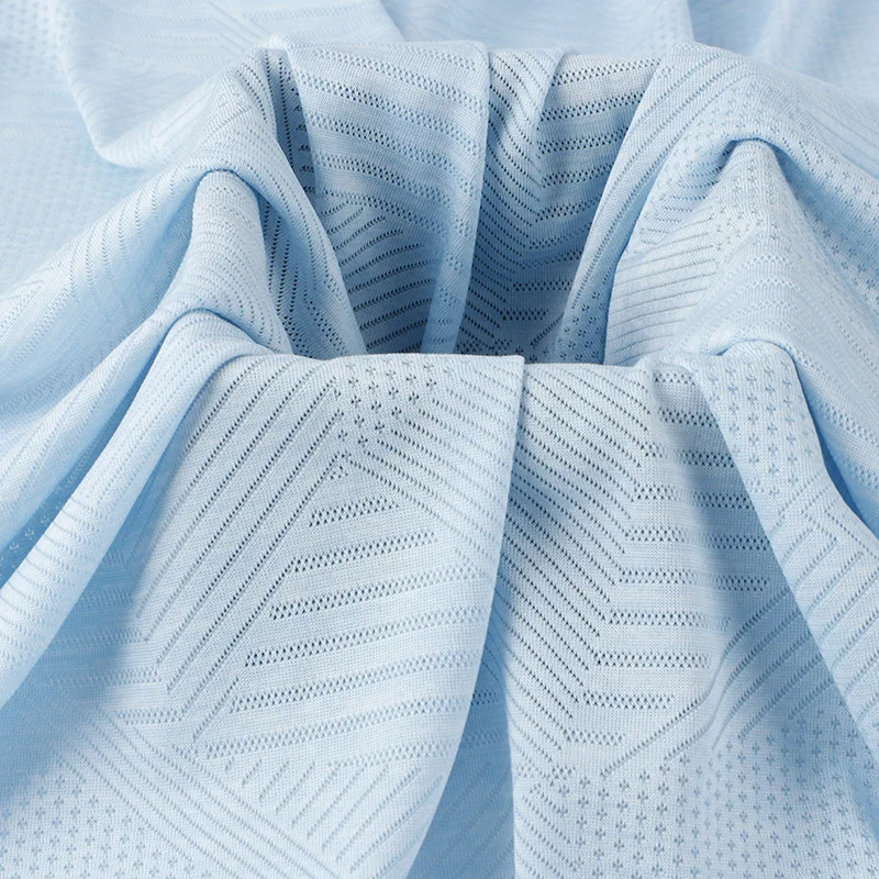 Cationic mesh T-shirt fabric triangle jacquard knitted mesh polyester polyester sportswear fabric