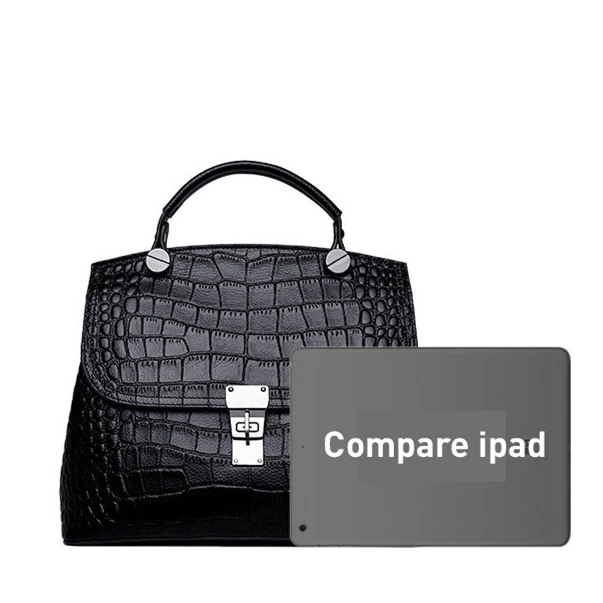 202 Custom Classic Ladies Large Genuine Real Cowhide Leather Bags Crocodile Pattern Handbags For Women