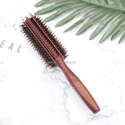New Arrivals Hair Comb Bristles Rolling Inner Buckle Straight Hair Style Pig Bristles Wooden Rolling Comb