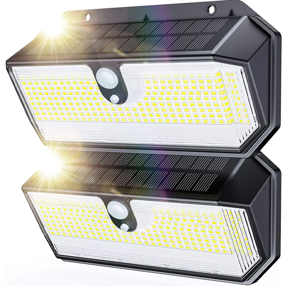 2021 newest ce waterproof 282 leds motion sensor wall mounted solar outdoor lights white solar wall light