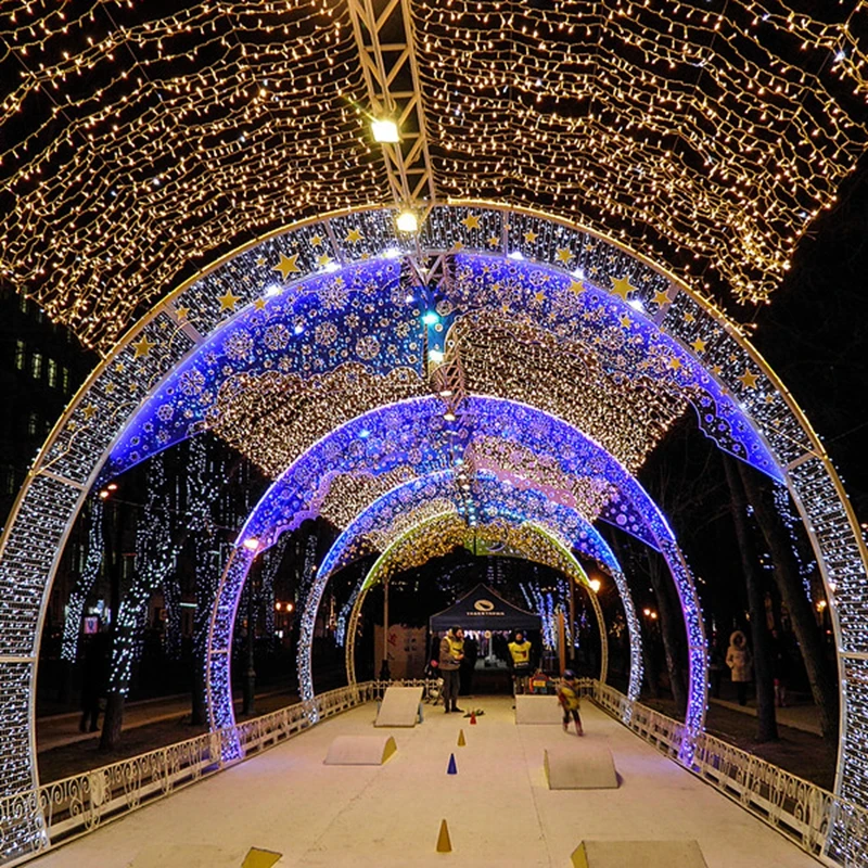 3d outdoor large street  DMX color changing time tunnel motif lighting for wedding decoration