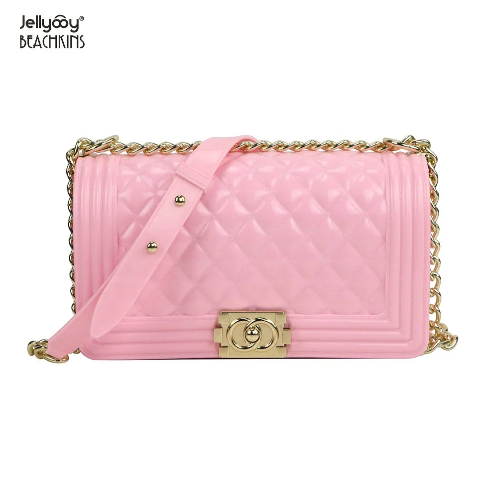 Jellyooy BEACHKINS Glossy PVC Pink Jelly Bag  Fashion Candy Color Jelly Beach Bags Ins Girl Large Crossbody Bag