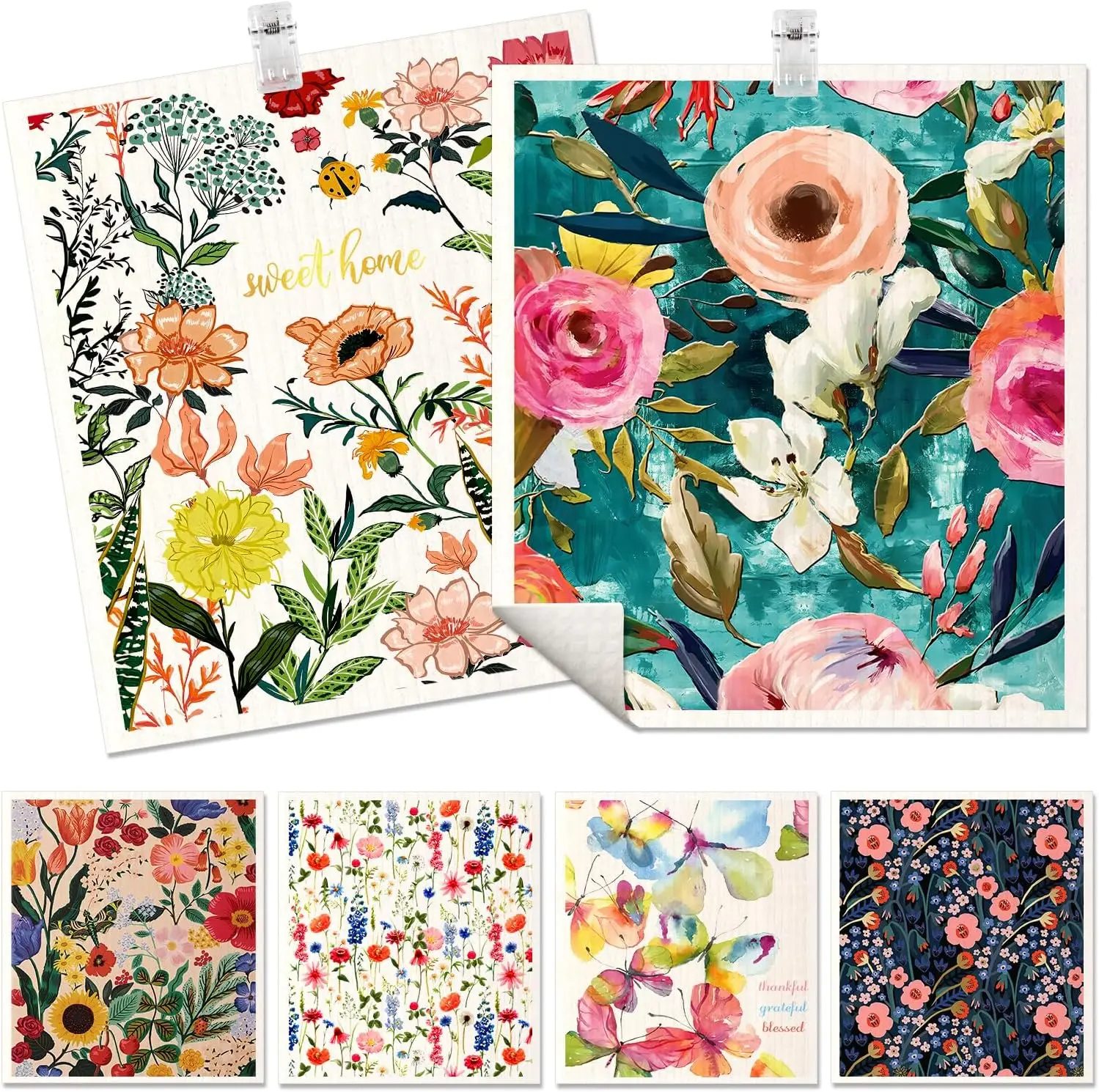 Эко-Компостируемая натуральная чистящая ткань биоразлагаемая ткань для шведской посуды с принтом, целлюлозная губчатая салфетка для посуды, полотенца