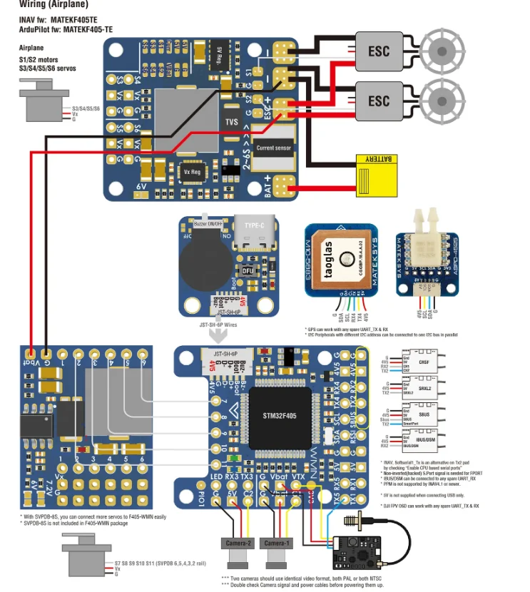 Контроллер полета MATEK F405-WMN F405 STM32F405RGT6 W/ Baro OSD Blackbox 132A с функцией определения тока 2-6S Lipo для FPV неподвижным крылом дрона