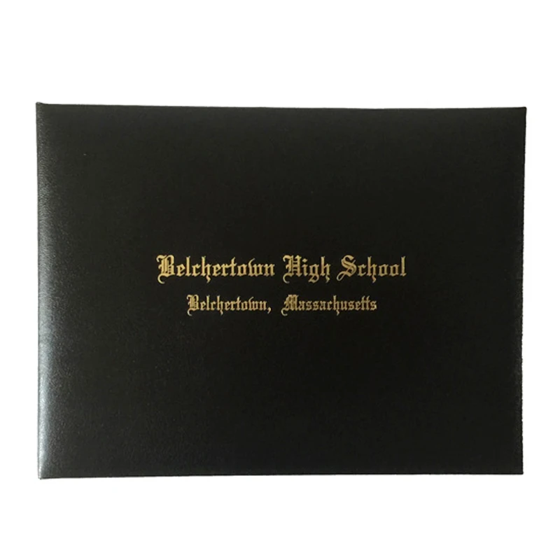 Engraved Leather Certificate Holder Diploma Holder Hardback Textured Leatherette Folder Graduation Gift Leather Diploma Holder