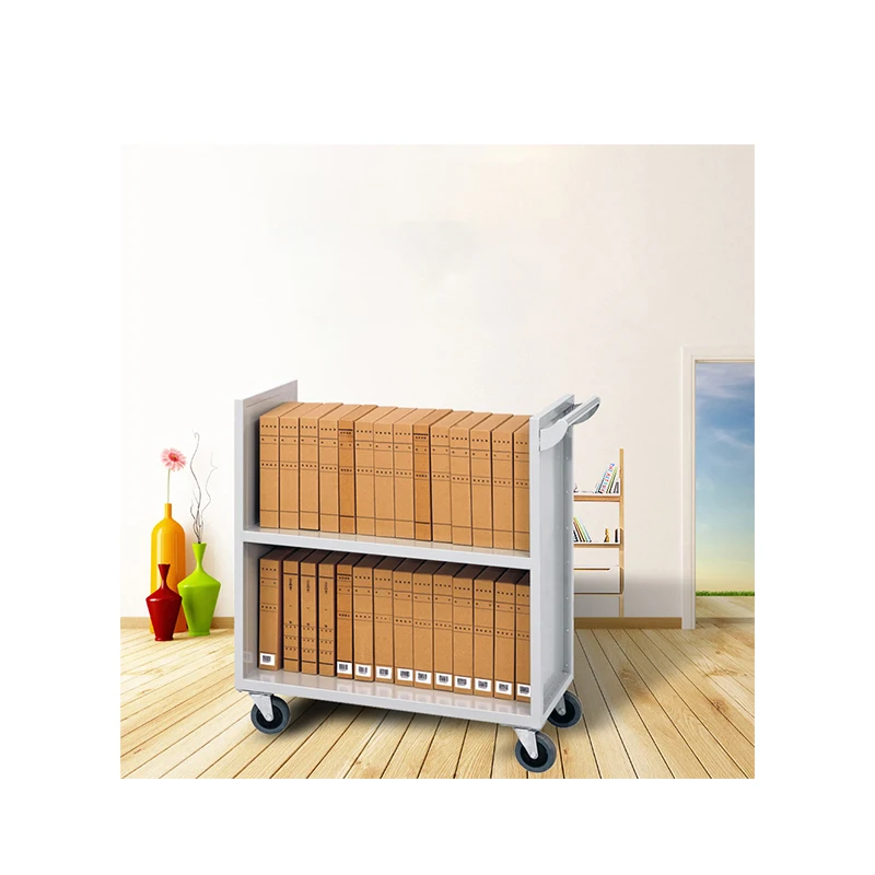 
Light Handy Metal And Wood Useful Steel School Library Furniture Book Trolly 