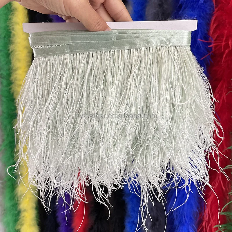 China Wholesale Feather Decorations Fringe Free Sample Customized Ostrich Feather Trim Fringe