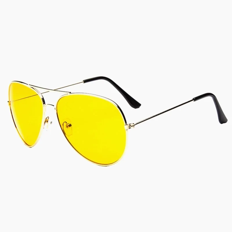 metal aviation yellow lens night driving view glasses sunglasses night vision glasses