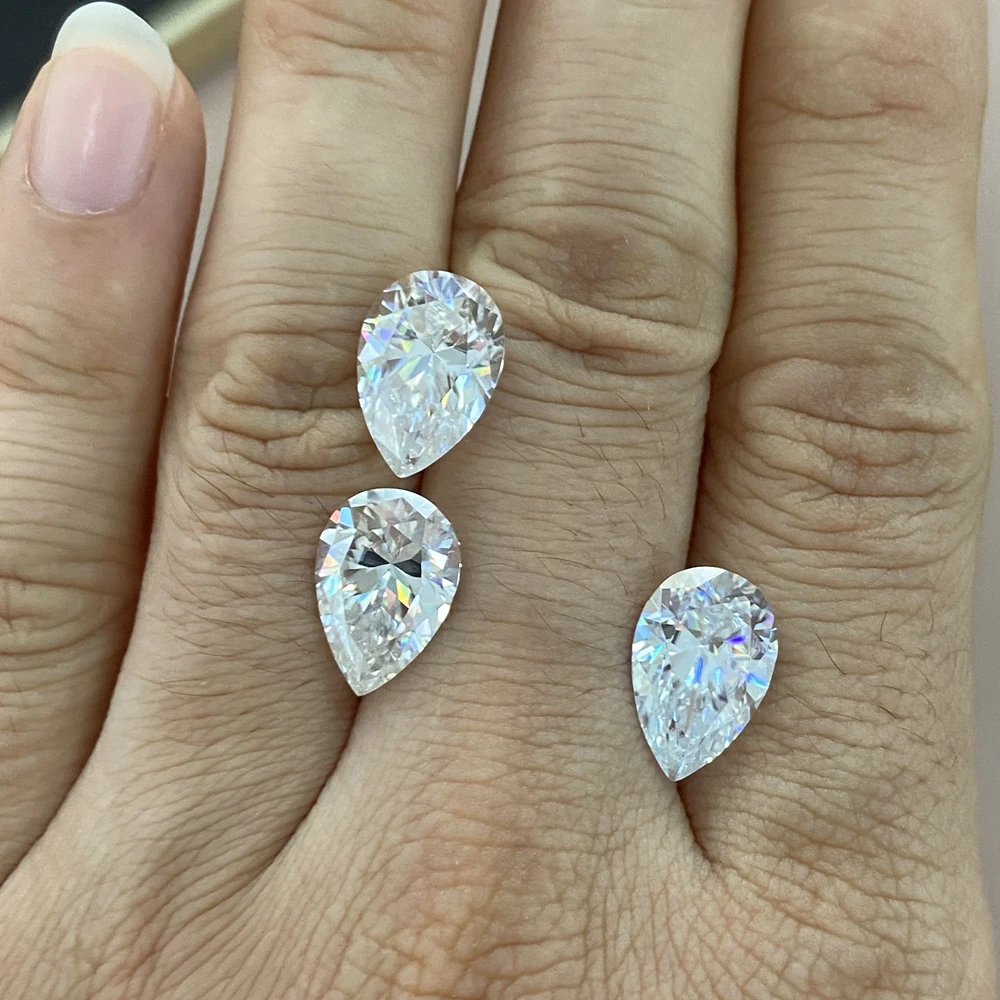 Wholesale GRA Certificate D VVS Pear cut 7x10mm 2 carat loose moissanite diamond stone for ring making
