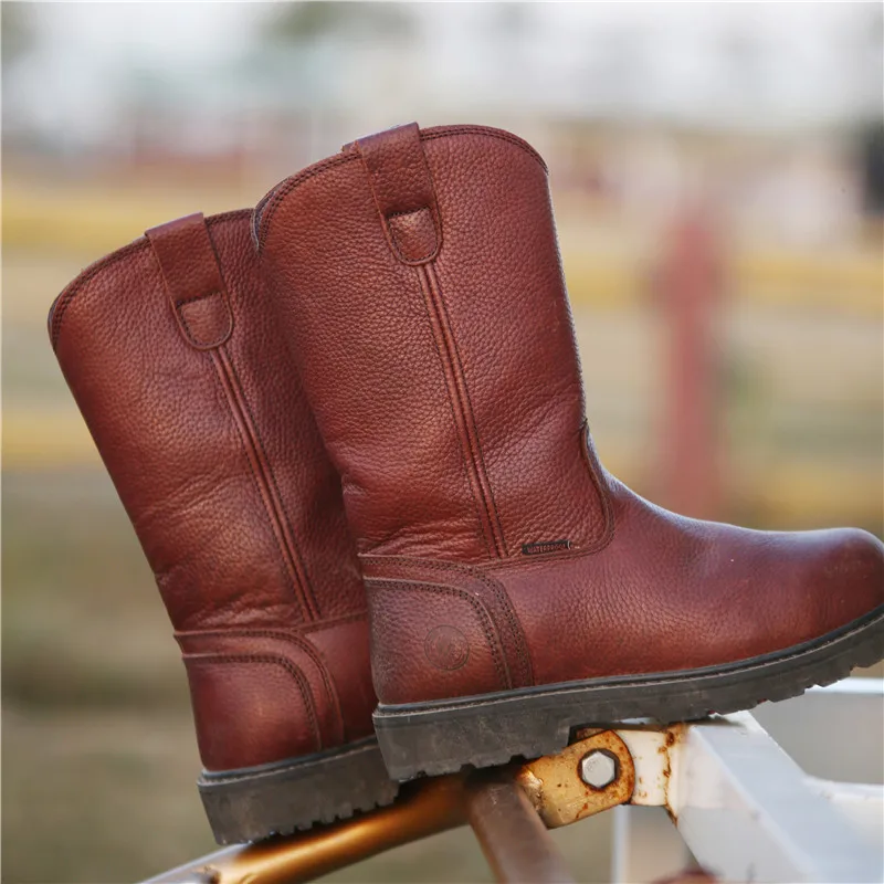 ROCKROOSTER Leather Goodyear Welted Safety Boots Rain Rubber Work Boots Construction Shoes Safety Shoes Steel Toe Boots Footwear