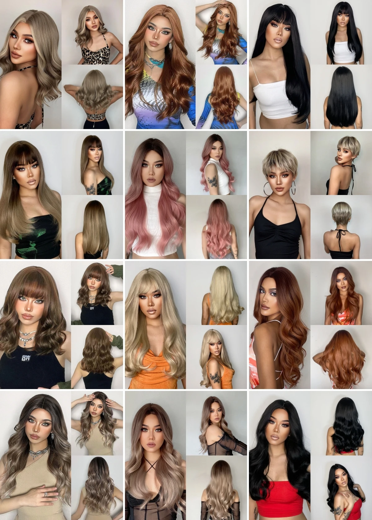 Wholesale Ombre Brown Wig with Bangs Synthetic Hair Wigs for Women Long Wavy Heat Resistant Synthetic Wigs