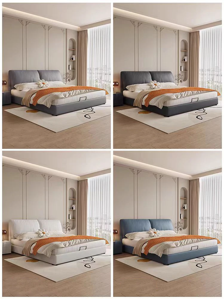 Nordic French Cream Style Furniture Simple Master Double Bed Young Girl Luxury Fabric Bed Bedroom Furniture