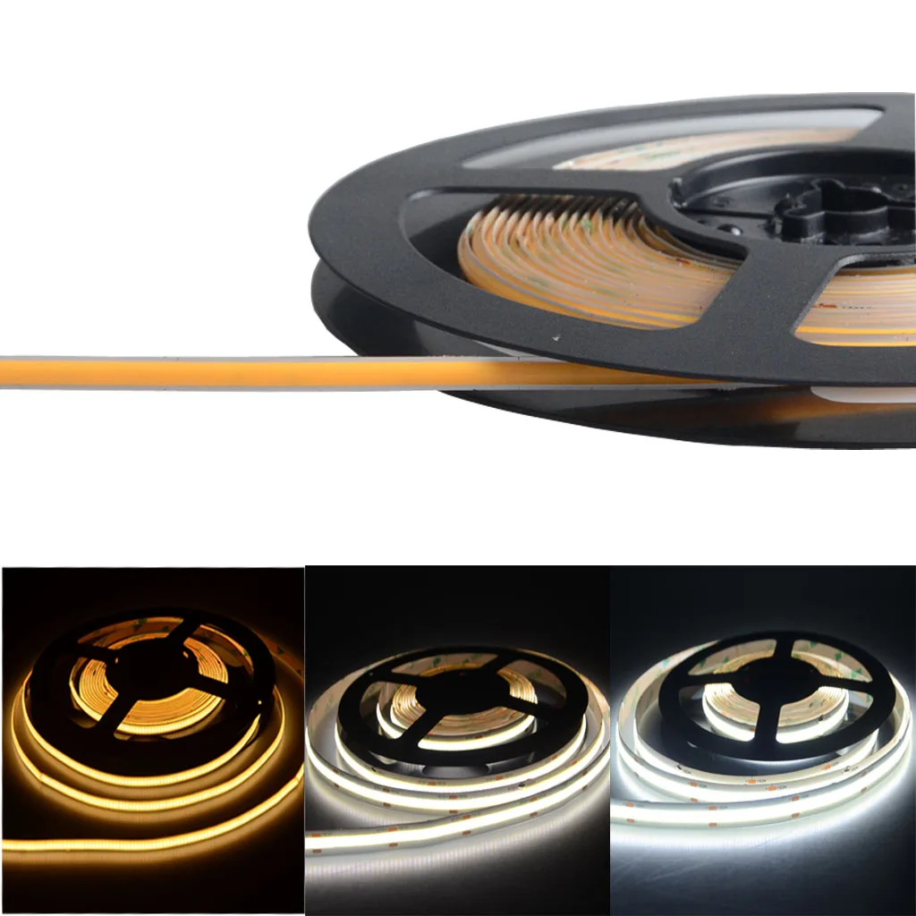 5mm Kit 400LED/M 12V 24V Dimmable Room Deco Cheap Flexible COB LED Strip Light