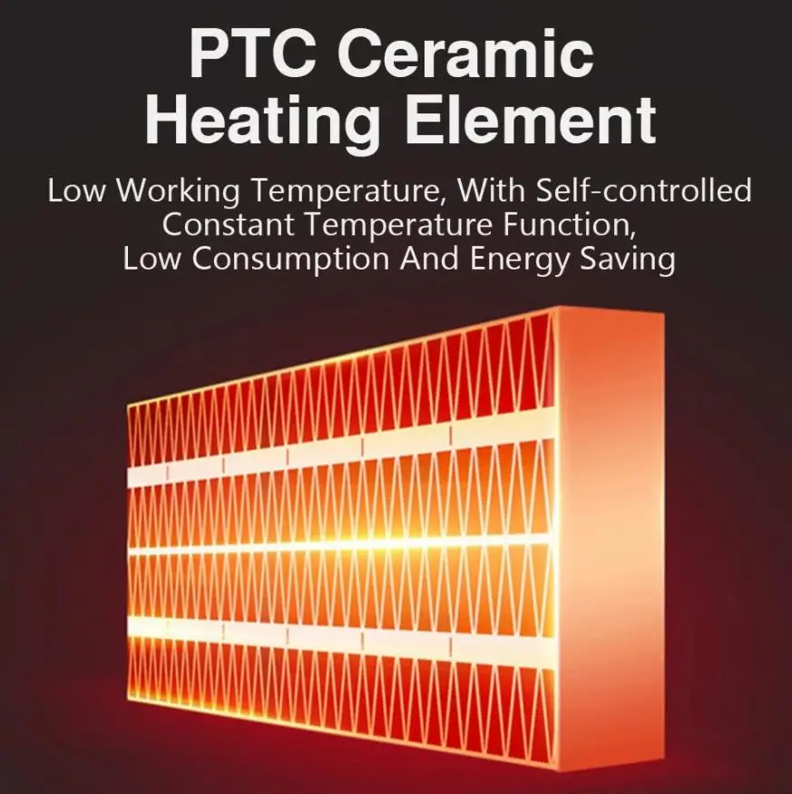 Portable Mini PTC Heaters 500W Ceramic Electric Fan Bathroom Bedroom Heater Fan for Home Office