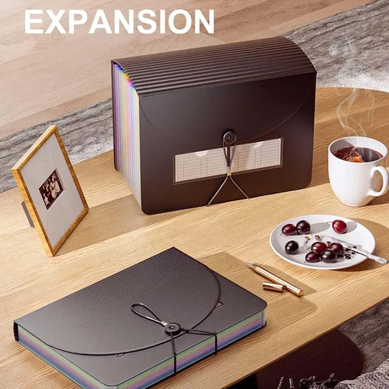 Custom Logo Cover A4 Size Rainbow 13And 25 Pockets File Organizer Folder New Arrival Expanding File Folder Office File Folder