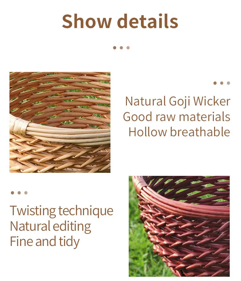 Eco-protecting wicker front bicycle basket Bike bag wicker winter bike basket E-bike front bike basket