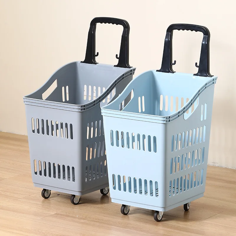 4 wheels 55.1 Lbs stackable Rolling Hand cart Foldable Utility Shopping carts for Groceries with Durable Remove Plastic Handle