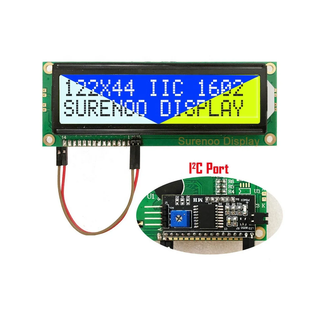 162 1602 16X2 Larger Size Serial I2C IIC Blue Negative Character LCD Module Display Screen Panel LCM with LED Backlight