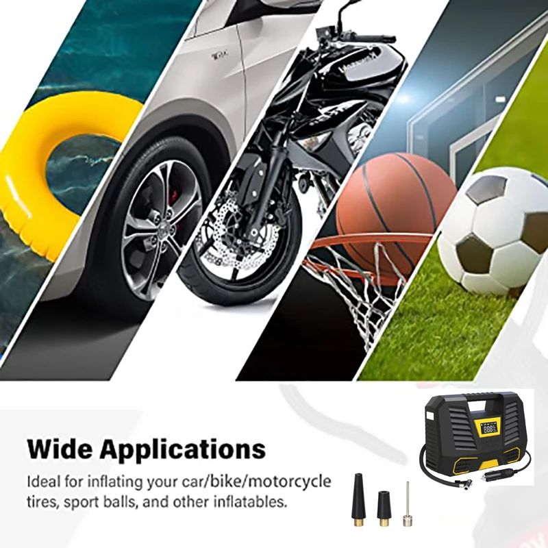 150PSI Portable Car Tire Inflator Smart Digital Tire Pressure Detection Auto Air Compressor For Car Bike Motorcycle