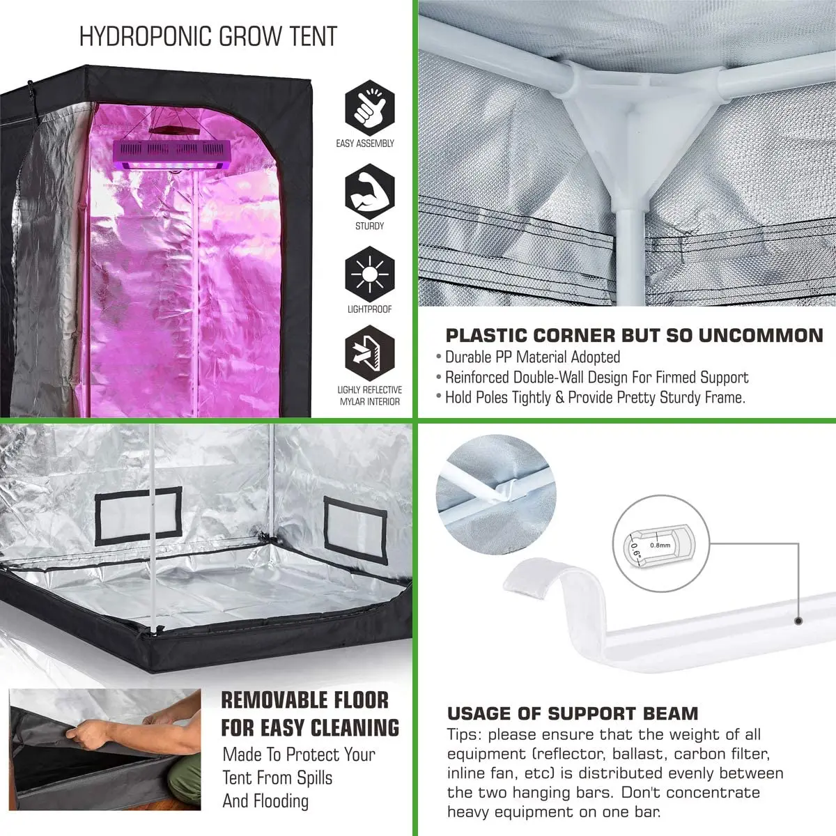 
A Hydroponic Indoor Grow Tent Complete Kit, Mylar Fabric Different Size Grow Tent Vertical For Garden Greenhouses 
