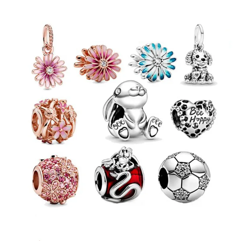 New 2020 Blue & Pink Charms Clips Beads For Pandora Bracelets for diy Jewelry Making gift