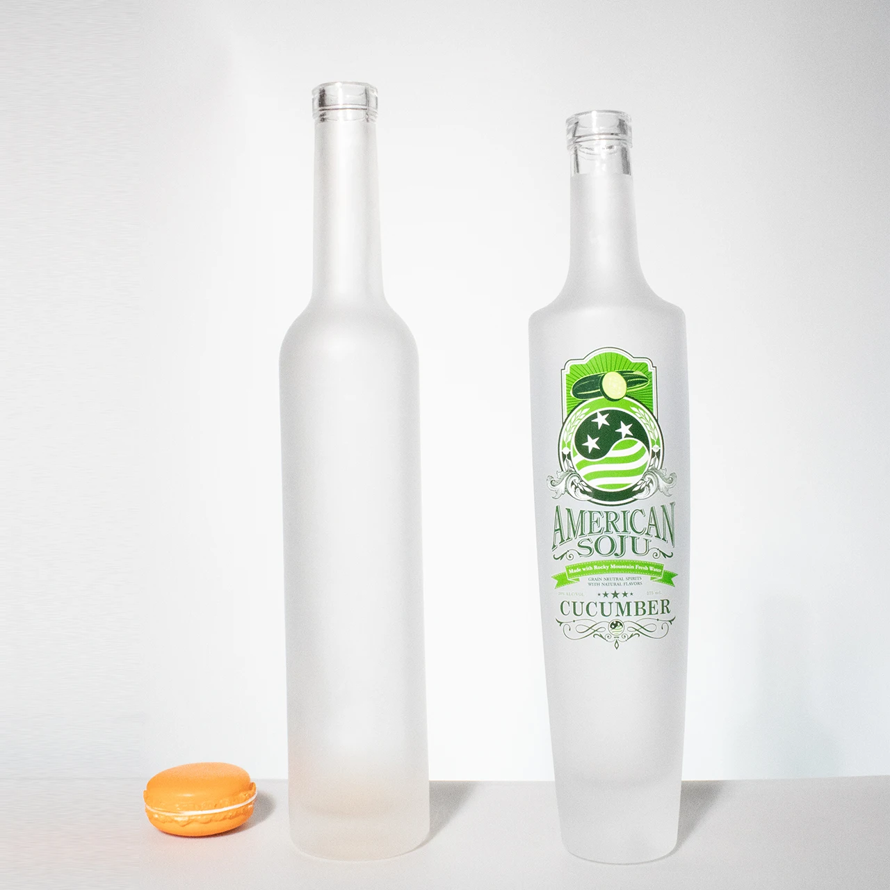 750ml Luxury Clear and Frosted Glass Bottle Long Neck Clear Empty Vodka Tequila Gin Liquor Spirits  Glass Bottle with screw cap
