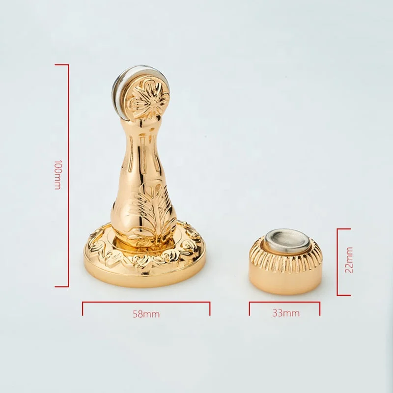 Pure copper installed strong magnetic door suction European style full copper carved windproof door touch door suction