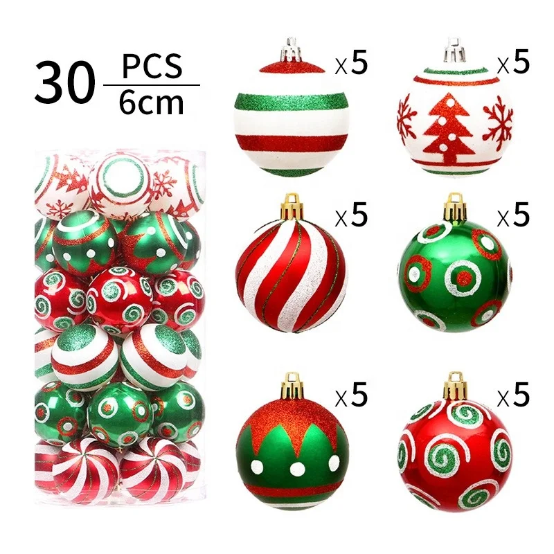 Wholesale Christmas Balls 6cm Christmas Tree Decoration Ornaments for Xmas Tree Holiday Wreath Garland Decor Ornaments