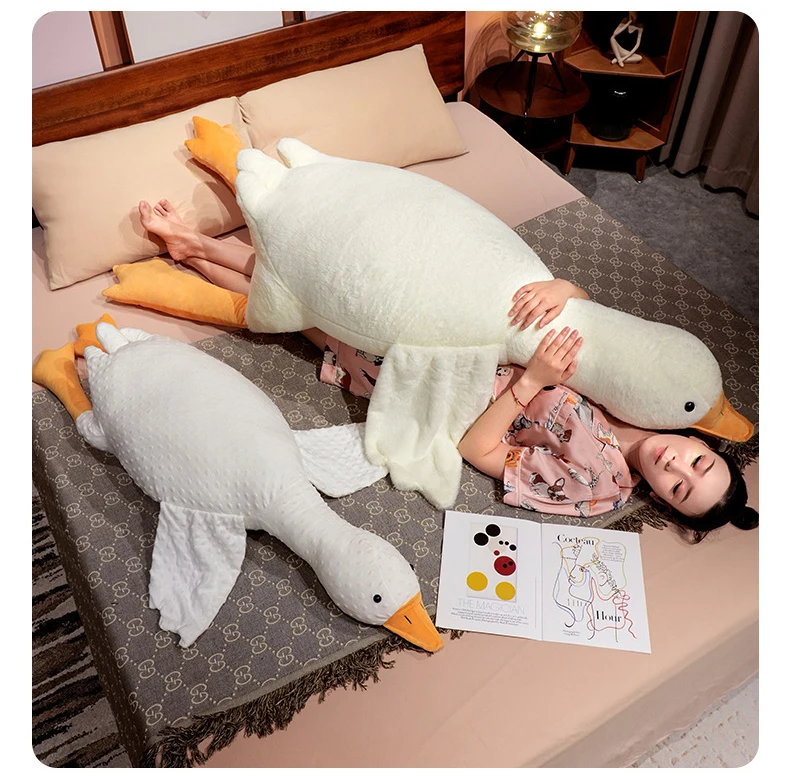 low moq popular giant weighted white goose manufacturer custom stuffed animal wholesale flat plush toys for kids pillow gifts