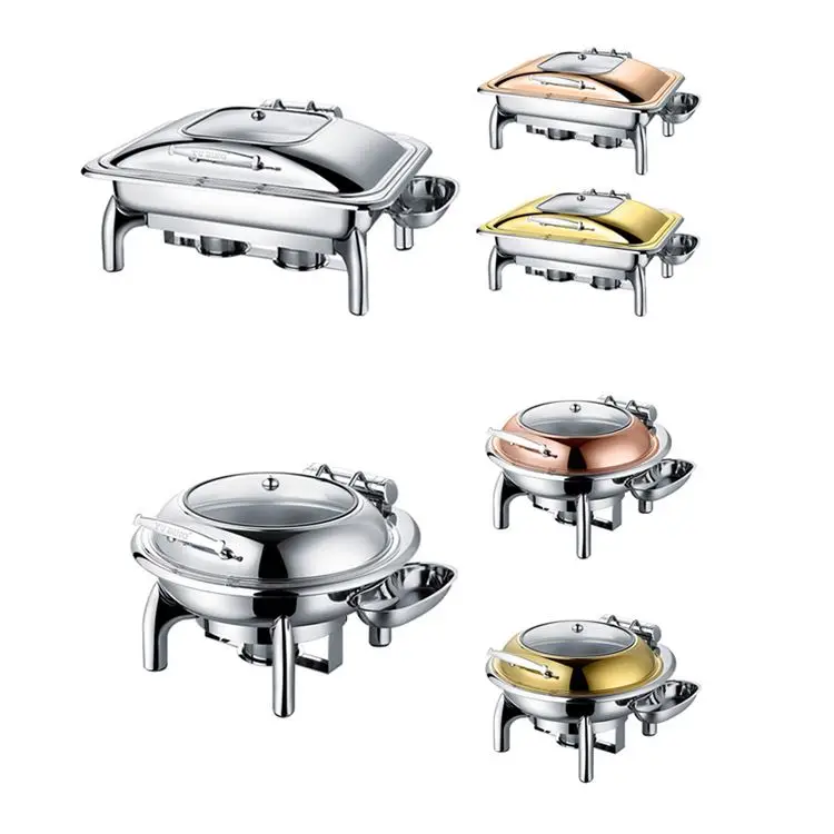 3 Tier Buffet Stand Breakfast Server Chafing Dishes Appliances Bowl Cabinet Luxury Sideboard Gold Hotel Cart Dish Food Warmer
