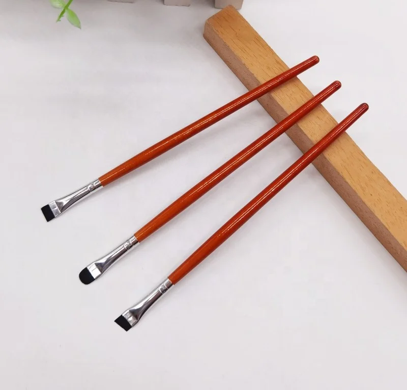 3PCS Eye Set Very Thin for Sharp Lines Round Angled Flat Eyebrow Eyeliner Brush Ultra Thin Brow Contour Concealer Brush