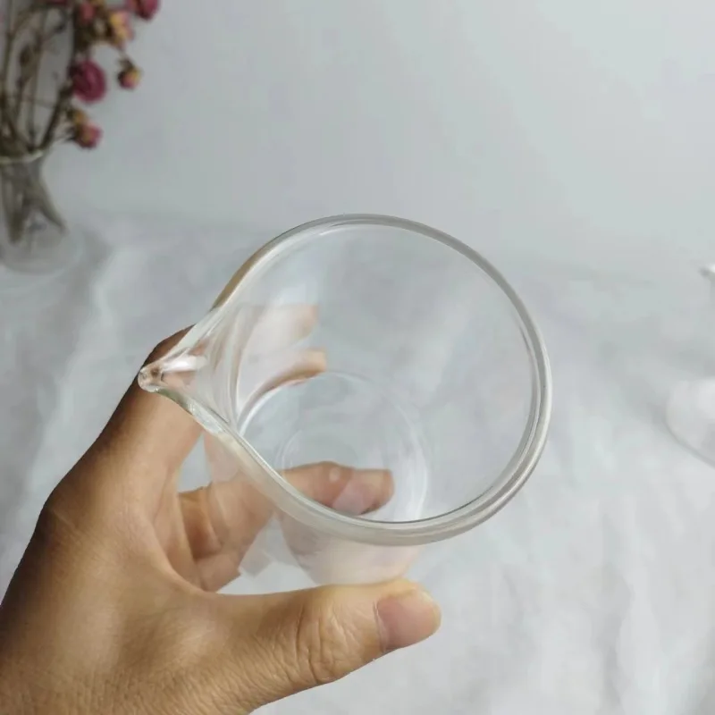 High Quality Borosilicate Massage Candle Glass Jar Candle Container with Lid, Massage Double Walled Candle Jar with Spout