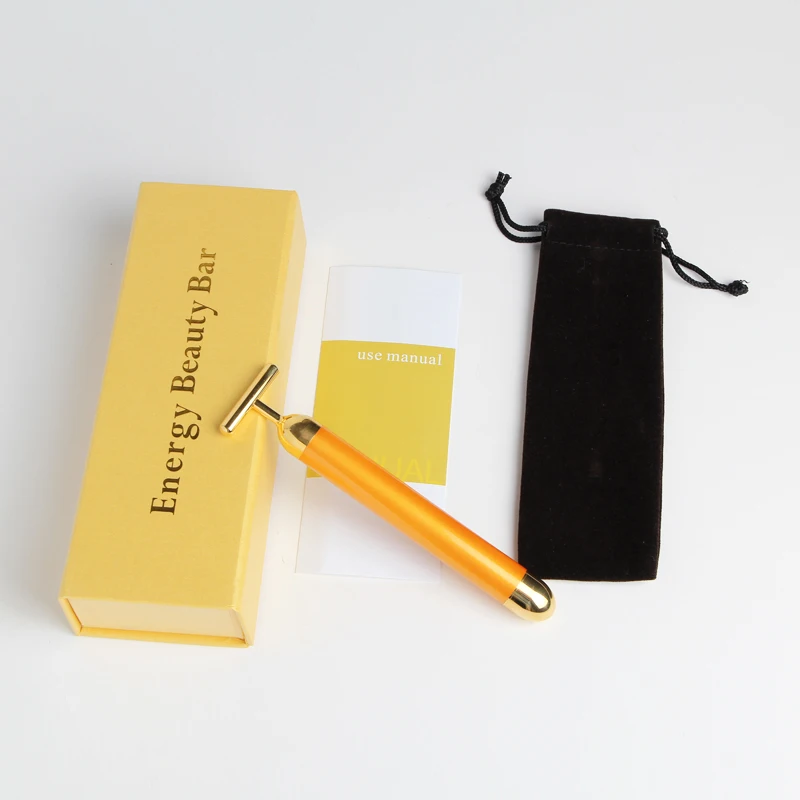 2022 Face Tightening Slimming Massager T-Shape Beauty Bar Skin 24 K Gold Bars Vibrating Face Facial Massager