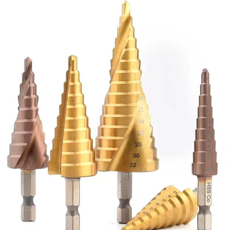 4-12mm 4-20mm 4-32mm Straight Groove Step Drill Bit Titanium Coated Metal Hole Cutter Core Drilling Woodworking Tools