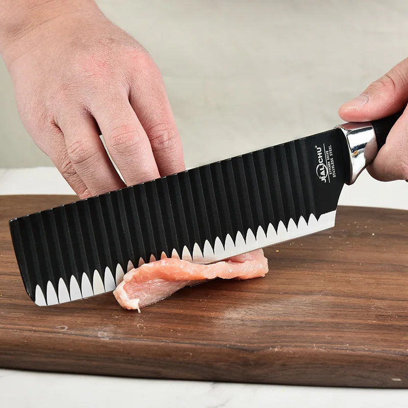 Feixiong Wholesale 6PCS Non Stick Stainless Steel Kitchen Knife Set With Scissor Coating Chef Knife Kitchen Knives