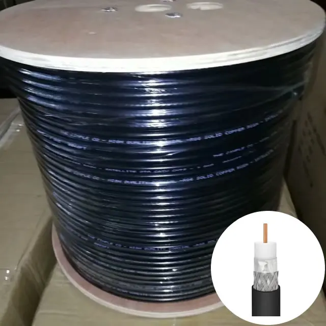 Коаксиальный кабель RG6 оптом, оплетка 60%, двойное экранирование, катушка 1000 футов, белый/черный