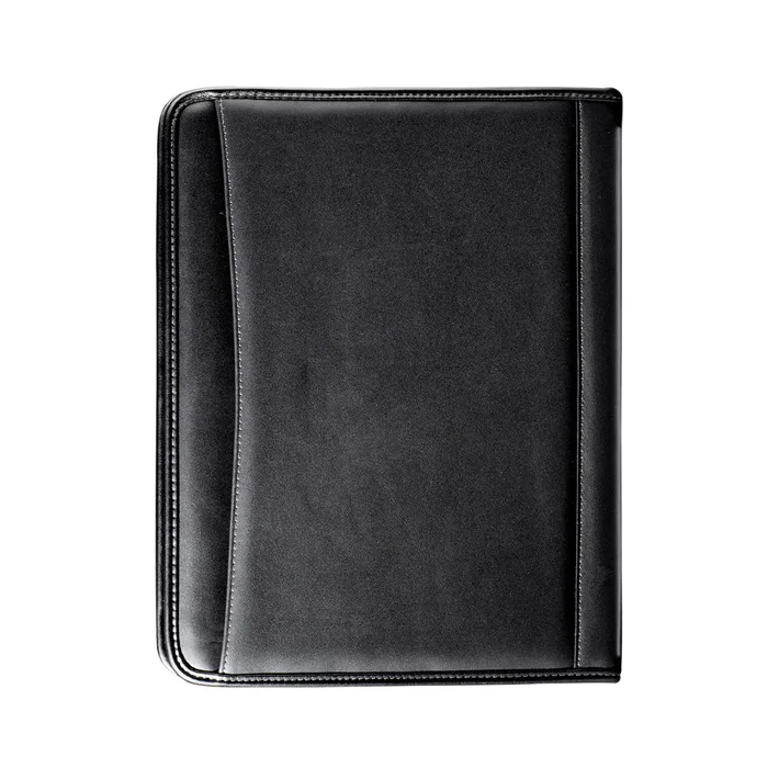 Custom Office Supply Black Leather Business Organizer Portable Compendium Folder Personalized Resume Portfolio Binder